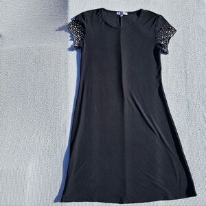 Annalee + Hope black dress with pearl and rhinestone accents size small